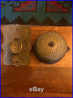 Antique c. 1873 CONNELL'S PATENT Brass Door Bell + Striking Lever Working RING