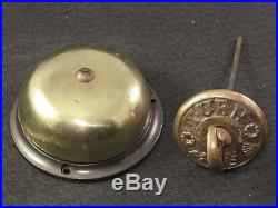 Antique c. 1893 RUSSELL And ERWIN R&E Brass Door Bell Extra Long Thumb Turn