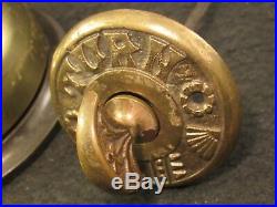 Antique c. 1893 RUSSELL And ERWIN R&E Brass Door Bell Extra Long Thumb Turn