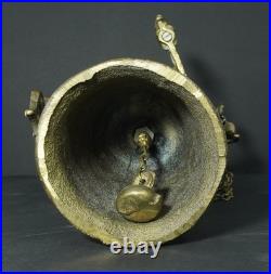 Antique high quality brass ornate wall mounted bell in Gothic style inscribed