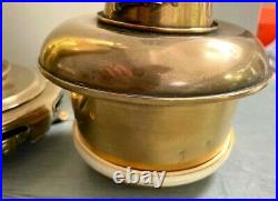 Antique large brass oil lamp Elephant handles and HInks no2 burner toggle bell