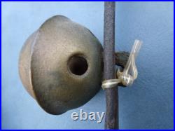 Antique numbered Brass Horse Sleigh Bells Leather Strap 11 Bells as found