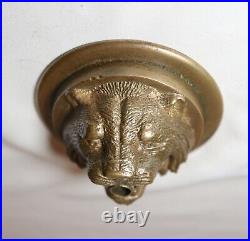 Antique realistic brass bronze lion door bell ringer salvage figural hardware