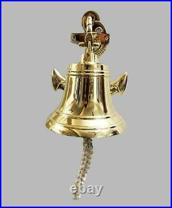 Antique solid brass 6 anchor ship ring bell home outdoor indoor wall hanging