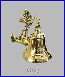 Antique solid brass 6 anchor ship ring bell home outdoor indoor wall hanging