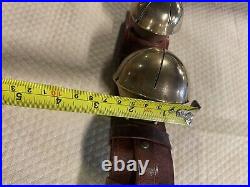 Antique solid brass sleigh bells on 16 Red Leather Harness strap