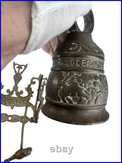 Art Nouveau 17 Century Antique Brass Monastery Bell Wall Mount Door Bell