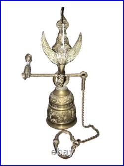 Art Nouveau 17 Century Antique Brass Monastery Bell Wall Mount Door Bell