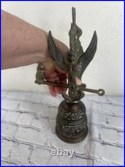 Art Nouveau 17 Century Antique Brass Monastery Bell Wall Mount Door Bell