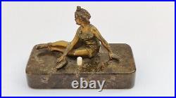 Art Nouveau Austrian Bronze Female Figure with Table BELL Button