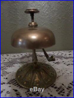 Art Nouveau Brass Hotel/shop Counter Bell With Enamel Top