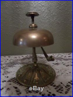 Art Nouveau Brass Hotel/shop Counter Bell With Enamel Top