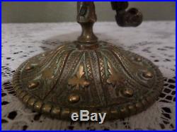 Art Nouveau Brass Hotel/shop Counter Bell With Enamel Top