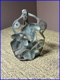 Art Nouveau Bronze Doorbell c1900 Verdigris Architectural Salvage Clapper Video