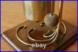 Arts & Crafts Dinner Table Gong. Antique Hammered Brass & English Oak Bell Chime