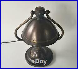 Arts Crafts Misson Helmet Lamp Brass Bell Shade Stickley Roycroft Table Desk