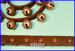BEVIN Antique NICKEL PLATED BRASS Sleigh JINGLE 7.5 Leather and 48 Bells 0 20 5