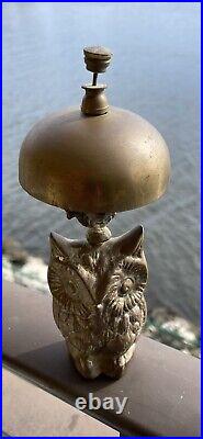 BRASS OWL novelty DESK BELL Antique 19th century