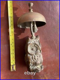 BRASS OWL novelty DESK BELL Antique 19th century