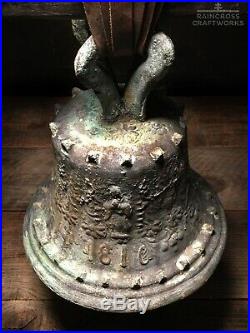 BRONZE SPANISH COLONIAL BELL, Vtg Old Ornate Brass Antique Mexico Mission Church