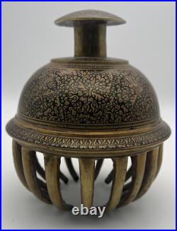 Beautiful Huge Vintage Solid Brass Indian Asian Claw Bell Clapper Hand Hammered