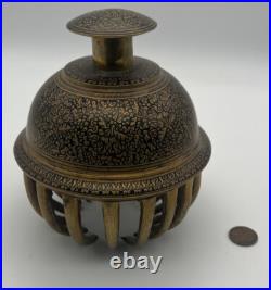 Beautiful Huge Vintage Solid Brass Indian Asian Claw Bell Clapper Hand Hammered