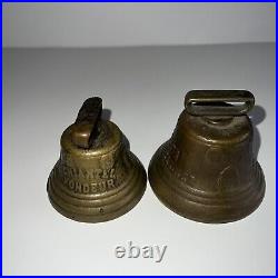 Beautiful Swiss Vintage Two 1878 Saignelegier Chiantel Fondeur Brass Bell