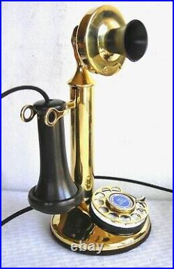 Beautiful Western Electric Dial Candlestick Brass Cow Bells Antique Telephone