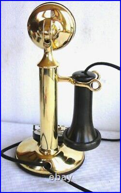 Beautiful Western Electric Dial Candlestick Brass Cow Bells Antique Telephone