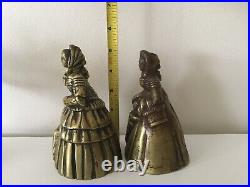 Beautiful set large figural lady brass bells 5