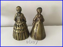 Beautiful set large figural lady brass bells 5