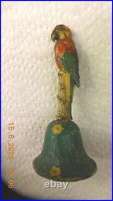 Bell Antique Hubley Cast Iron & Brass Parrot Figural Bird Dinner Bed Call Bell