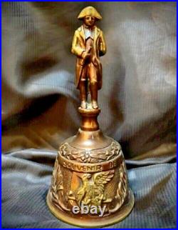 Bell Brass Napoleon Vintage Cast Repousse Waterloo Tall Table Battle Scene Rare