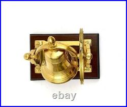 Bell Brass on Wood Base Unique Vintage Office Home Decor Gift