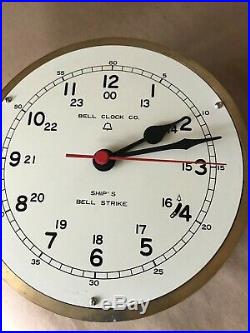 Bell Clock Co. Vintage brass 6 Ships Bell strike Clock excellent