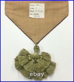 Bell Pull Vintage Italian Tapestry Floral Brass Hardware Tassel Hook Brown Beige