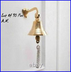 Bell Wall Brass Bracket Ship Door Hanging Nautical Mounted Solid 6'' Set of 5