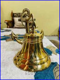 Bell Wall Hanging Ship Bell 10 Brass Anchor Boat Decor