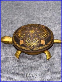 Boj Eibar Turtle Wind-Up Bell Spain Gold Silver Damascene Shell Vintage Rare F/S