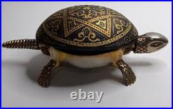 Boj eibar damasquina brass turtle hotel dinner desk bell toledo spain vintage