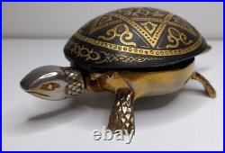 Boj eibar damasquina brass turtle hotel dinner desk bell toledo spain vintage