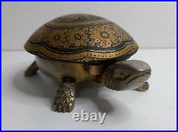 Boj eibar damasquina brass turtle hotel dinner desk bell toledo spain vintage