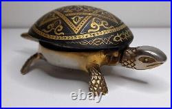 Boj eibar damasquina brass turtle hotel dinner desk bell toledo spain vintage