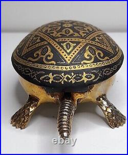 Boj eibar damasquina brass turtle hotel dinner desk bell toledo spain vintage