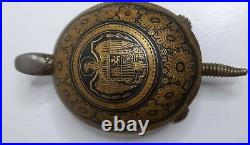 Boj eibar damasquina brass turtle hotel dinner desk bell toledo spain vintage