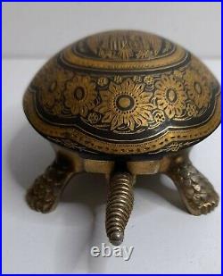 Boj eibar damasquina brass turtle hotel dinner desk bell toledo spain vintage