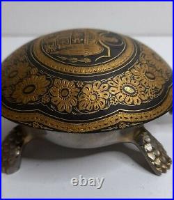 Boj eibar damasquina brass turtle hotel dinner desk bell toledo spain vintage