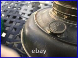 Bradley & Hubbard Vintage RAYO BRASS OIL LAMP Green Glass Shade 1894-1898