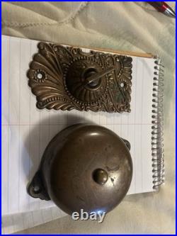 Brass Antique Mechanical Doorbell WithOrnate Decorative Wall Mount