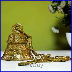 Brass Bell Ghanta Brass Bell Vintage Bells Antique Handle India Lot Hand Sleigh